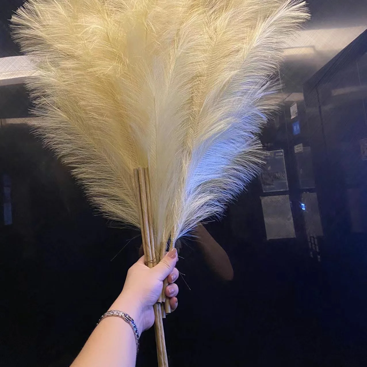 X301 Two Parts Removable Stems Assembled Faux Pampas Pampass Grass Artificial Large Arrangement Decoration Pampas Grass