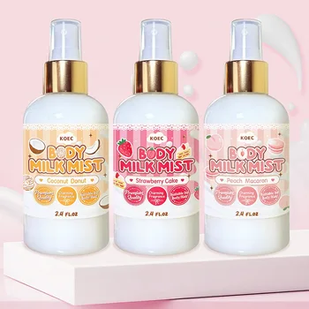 Private Label Long-Lasting Body Milk Mist Fragrance Collection Strawberry Cake Peach Macaron Coconut Donut