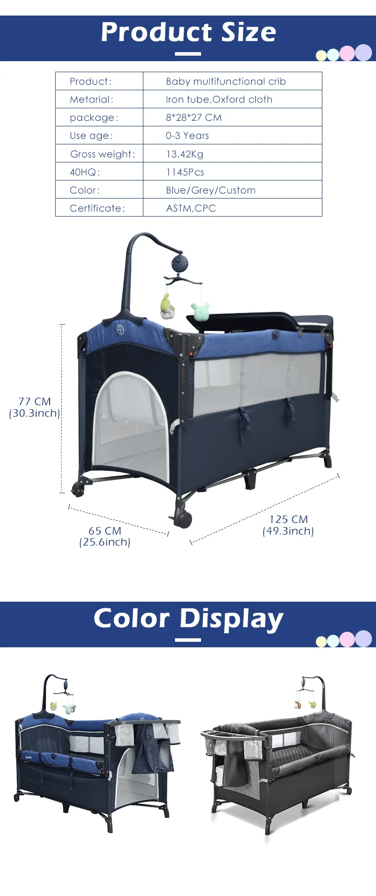 2023 Cheap Easy Carrying Baby Crib,Modern Adult Size Portable Playard
