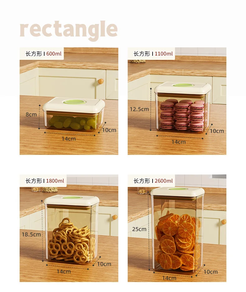 NFS Press to Open Food Storage & Container Plastic  Vacuum Crisper  Food Storage Box Containers for Kitchen