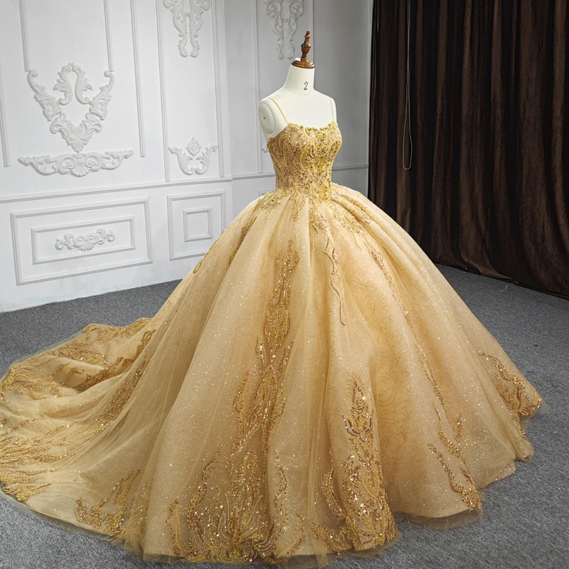 Glitter Gold Evening Quinceanera Dress - Elegant & Stylish