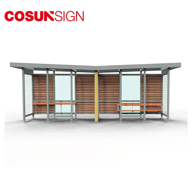 Solar Bus Shelter with LED Advertising Light Box Low Power Consumption Outdoor Equipment