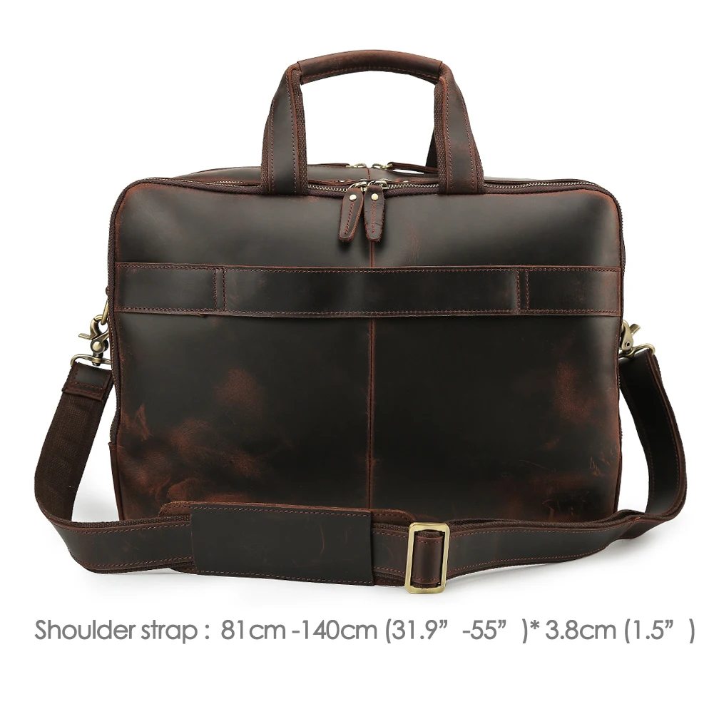 Factory Stock Crazy Horse Genuine Leather Large Capacity Messenger Laptop Bag Men’s Briefcase