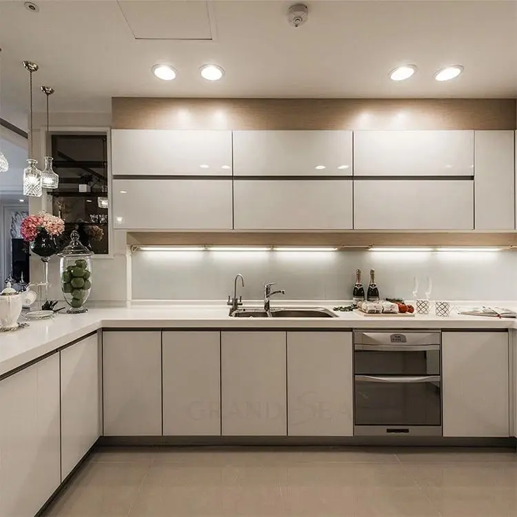 L Shaped Modern Design Complete Kitchen Cabinets Set