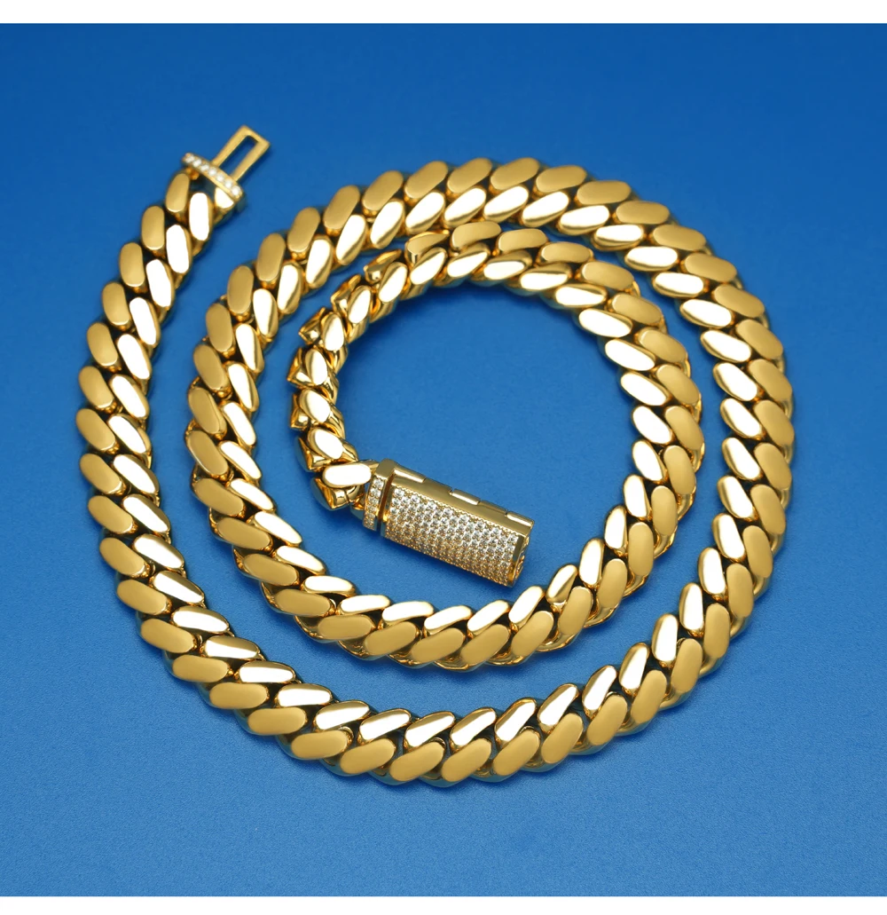 Wholesale Choker 18k Gold Chunky Custom Gold Link Chain 24k Gold Cuban ...