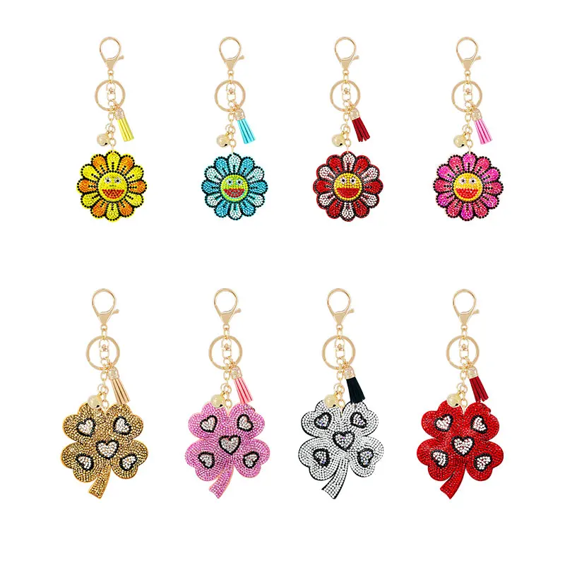 
 Брелок для ключей, фланелевый кулон в форме цветка, фрукта, растения, шара для волос со стразами, креативный маленький подарок, аксессуары для сумок  