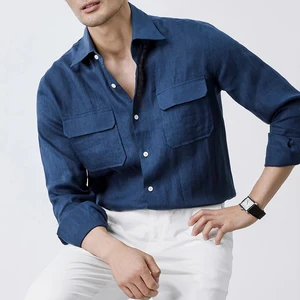 OEM Custom Italian-Style Men's Shirts Wholesale Business Casual Party Holiday Linen Export Men's Clothing Dress Shirts for Men