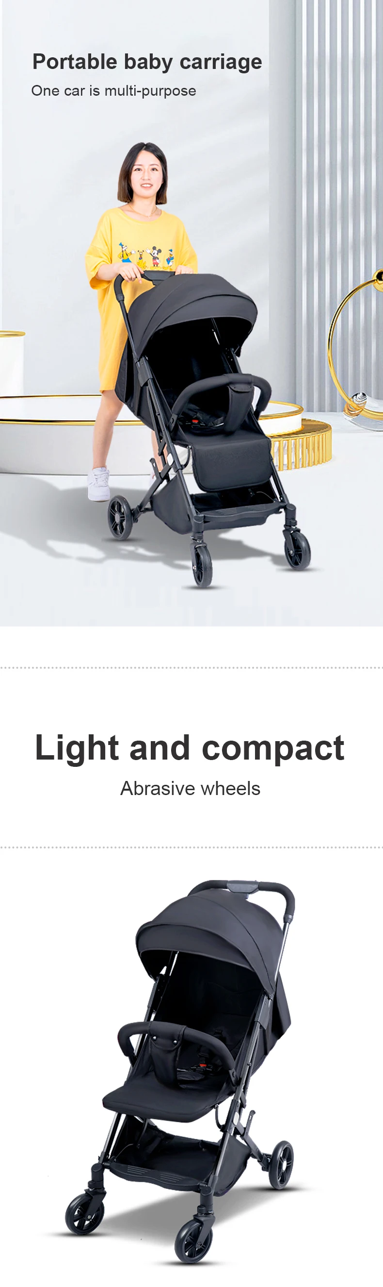 New style baby trolley 3 In 1 baby cart easy foldable Baby Stroller Pram