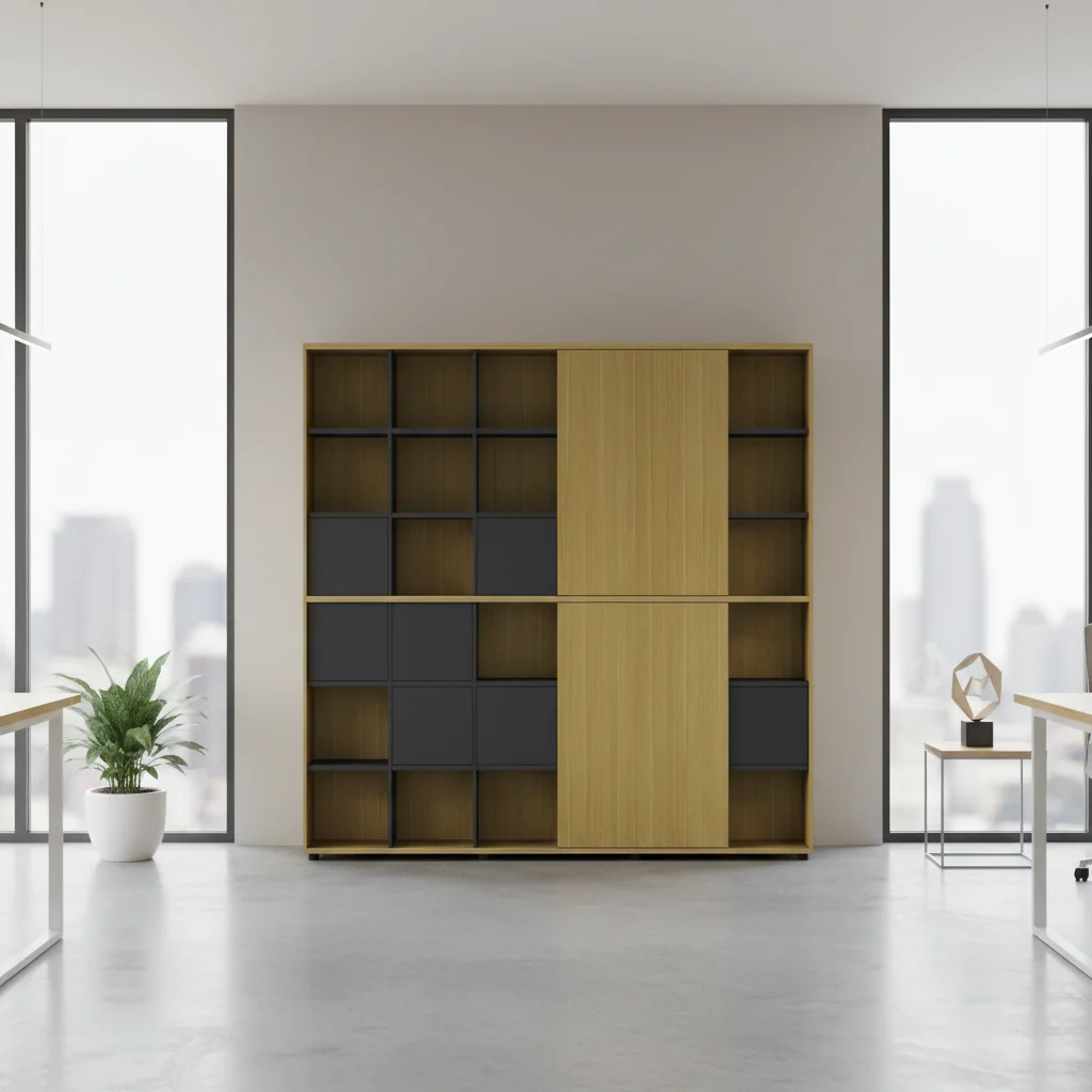 Executive Seven-Door Solid Wood Filing Cabinet with Aluminum Trim Adjustable Modern Home Office Storage Commercial Solution 5