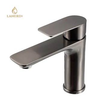 Kaiping faucet manufacturer short basin one hole single handle mixer tap bathroom sink faucet for modern bathroom gun metal grey