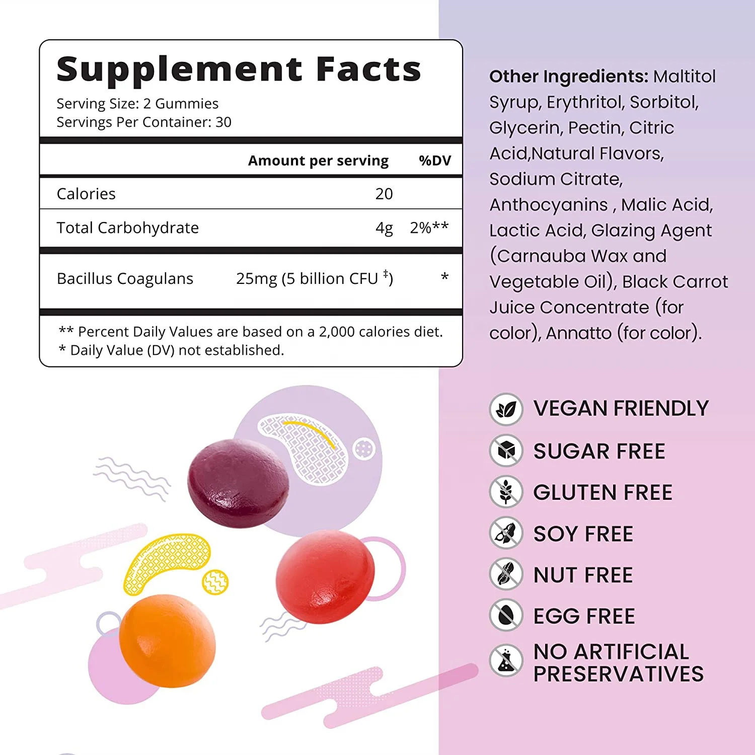 Пробиотики без сахара, жевательные резинки, пробиотики высокой мощности, Жевательная пищеварительная поддержка, иммунная система, веганские пробиотики, добавки