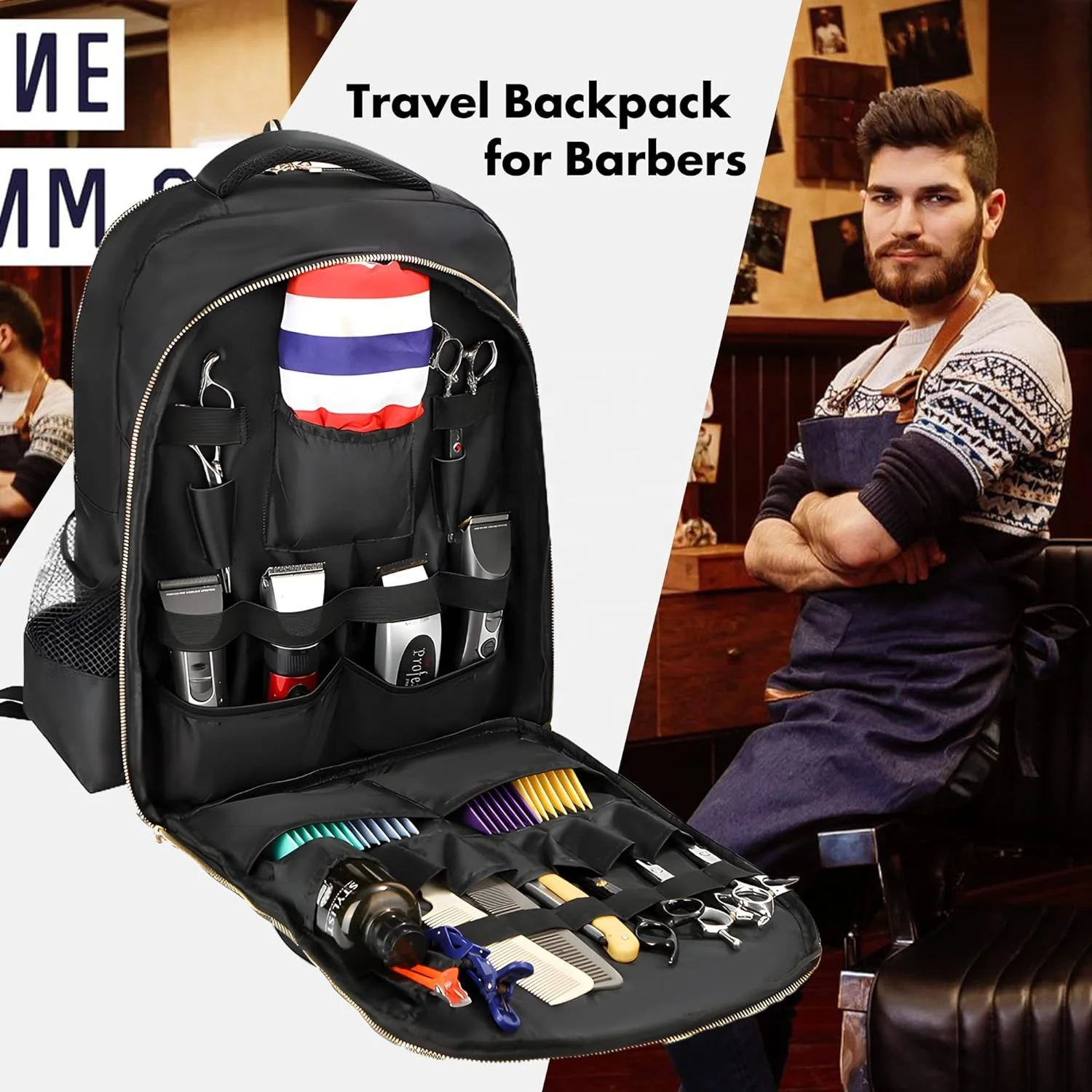 Custom Barber Supplies Barber Travel Backpack Hairstylist Makeup Organizer  Hairdressing Bag Barber Backpack