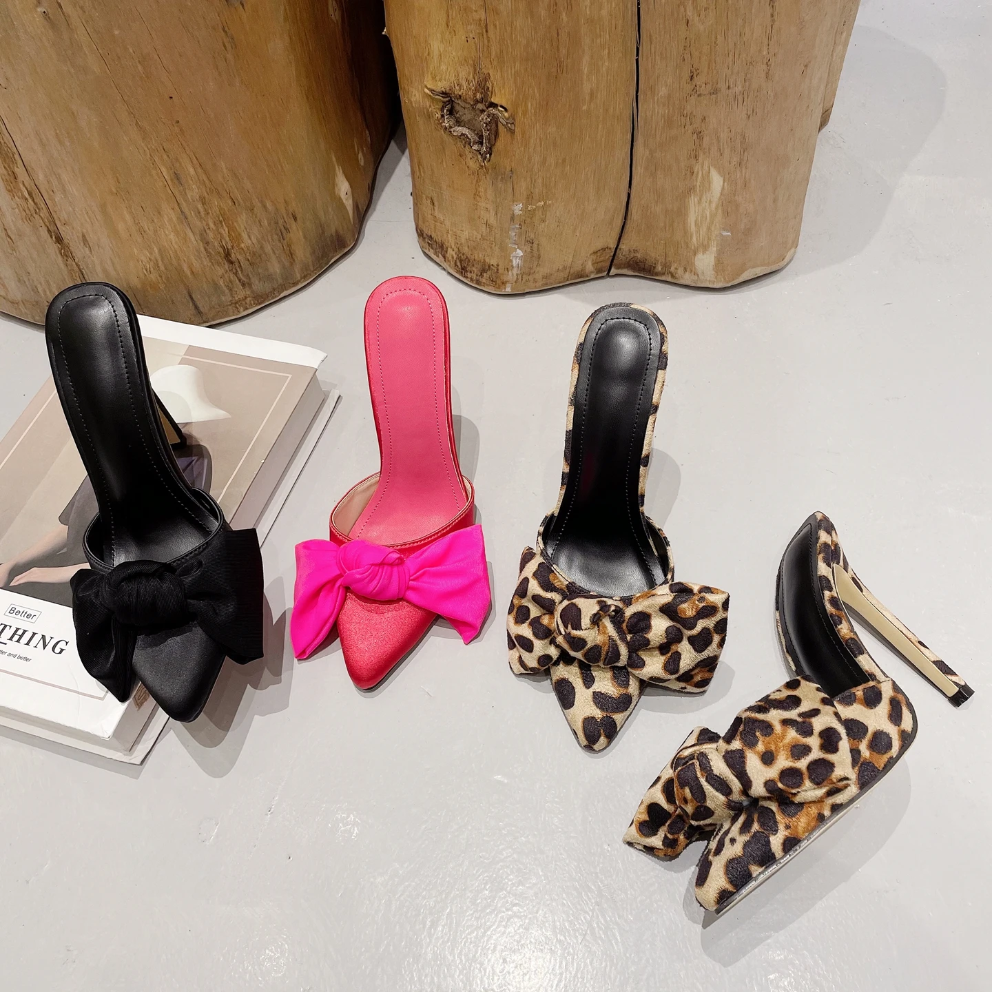 Ladies Sandals Leopard Bow Tie Sandals DEleventh Shoes 80901F