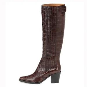 2019 Block Heel Texas Knee High Boots Cowboy Boots for Women