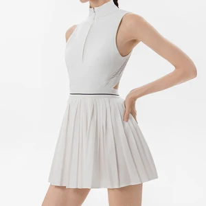 Custom High Quality Sportswear Quick Dry V-neck  Sleeveless Stand Collar Half Zip Tennis Golf Pickleball Dress