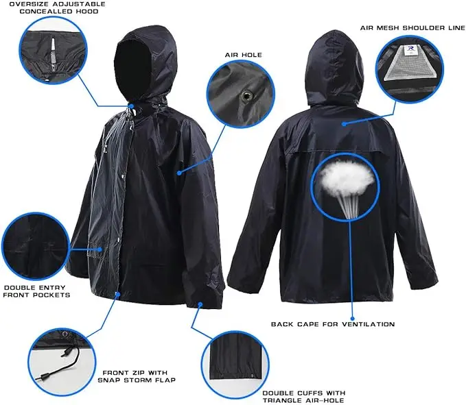Image [10]-Waterproof Reflective Worker Raincoat Suit Jacket