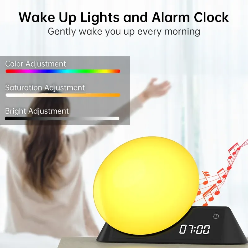 Wake up Light Digital Alarm Clock Color Changing Digital Sunrise Sunset Simulation Table Alarm Clock