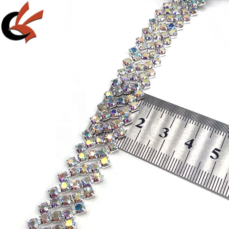 Silver Crystals Rhinestone Chain Trim Diamond Belts Trimming for DIY Clothes Accessory Dress Belts Headpiece Jewelry Making