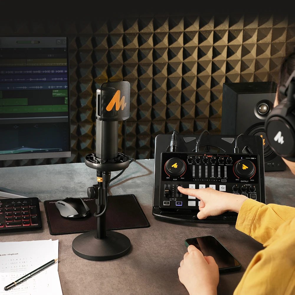 Maono Studio Audio Interfaces Dj Mixer Xlr Condenser Microphones