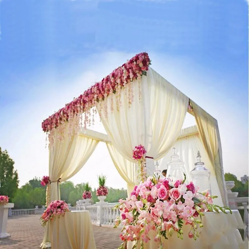BJ230247 10FT Canopy Square Backdrop Frame Adjustable Pipe and Drape Backdrop Kit for Event Wedding Mandaps