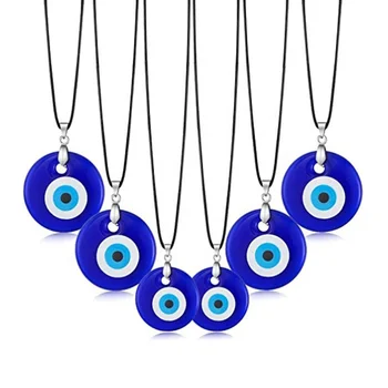 Lucky Blue Turkish Devil Eye Choker Necklace Trendy Glass Leather Rope Chain Evil Eyes Pendant Necklace