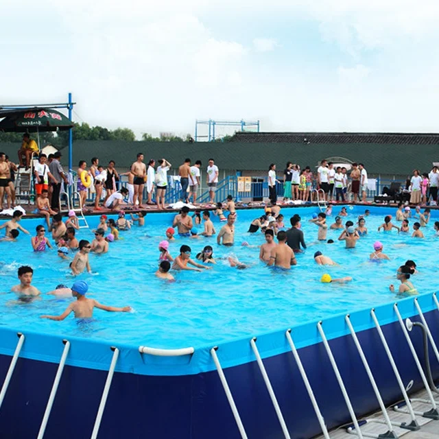 Горячая продажа металлическая рамка плавательный бассейн с прямоугольным металлическим каркасный бассейн ПВХ брезент с ткань стенты для бассейна