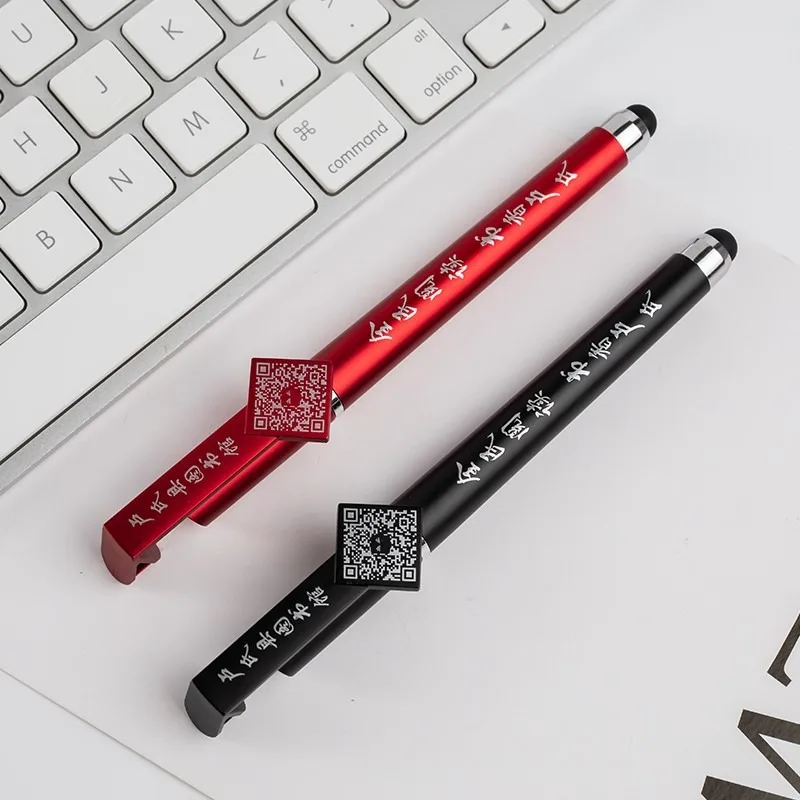Wholesale Plastic Multi Functional Neutral Pen Touchscreen Phone Stand Ballpoint Pen Customized QR Code Logo Promotional