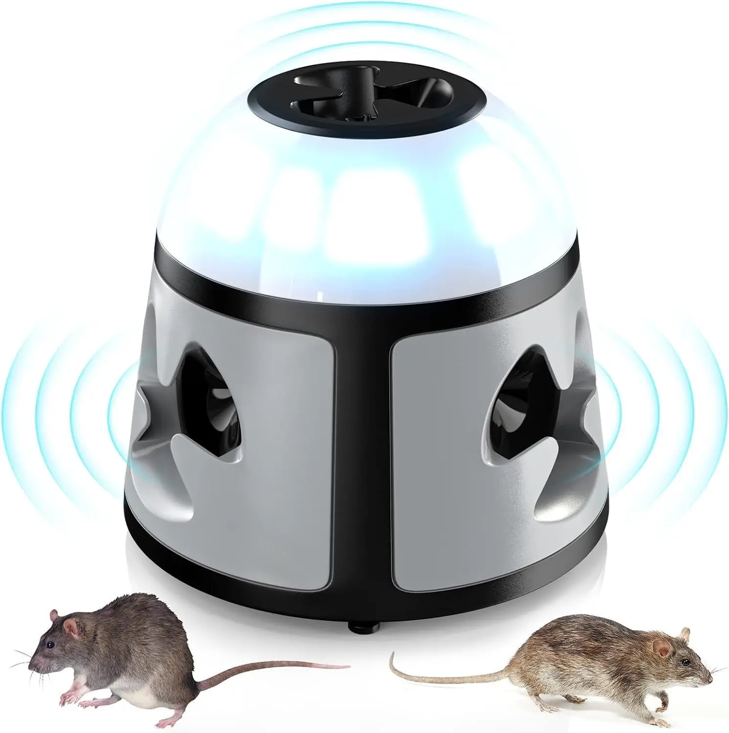 SJZ New Upgraded Ultrasonic Rodent Repellent for Mouse Rat Squirrel PIR Sensor Flash Lights 4 Speakers Pest Repeller Ultrasonic