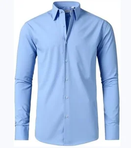 Customized Men's Casual Slim Long Sleeve Shirt Solid Color Business Wear Anti-Wrinkle Twill Fabric for Autumn