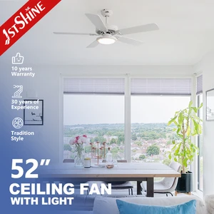 1stshine Led Ceiling Fan 5 White Reversible MDF Blades Remote Control Ceiling Fans with Light