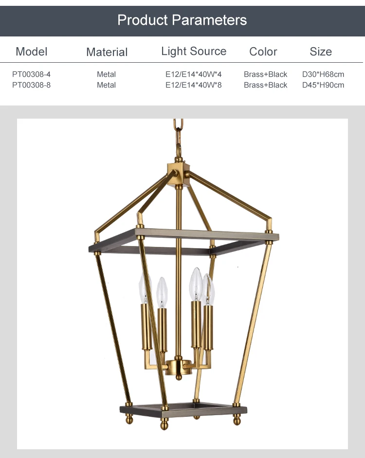pt00308 high quality retro style residential decoration art frame chandelier light-2