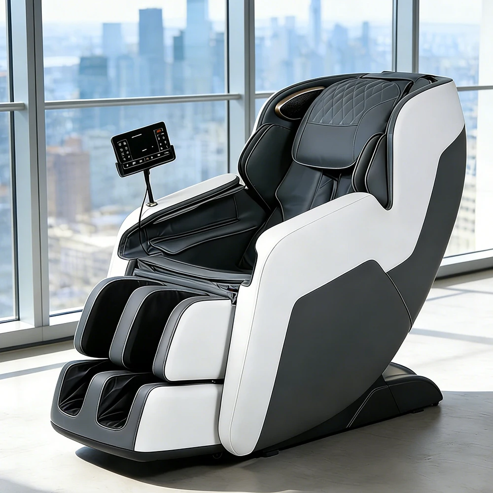 Yüksek Kaliteli Shiatsu Ovalama, Lüks Kaliteye Sahip Yatılabilir Ayak ve Tam Vücut Elektrikli 8D Sıfır Yerçekimi Masaj Sandalyesi ile Bluetooth Müzik Özelliği