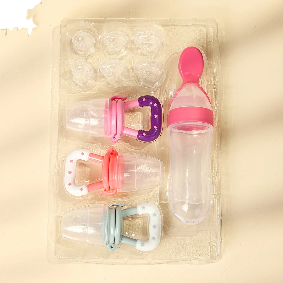 BPA-freier Silikon-Babybreifütterer mit 3 Unzen Dosierspender für Jungen und Mädchen Knetfütterlöffel Babyzubehör