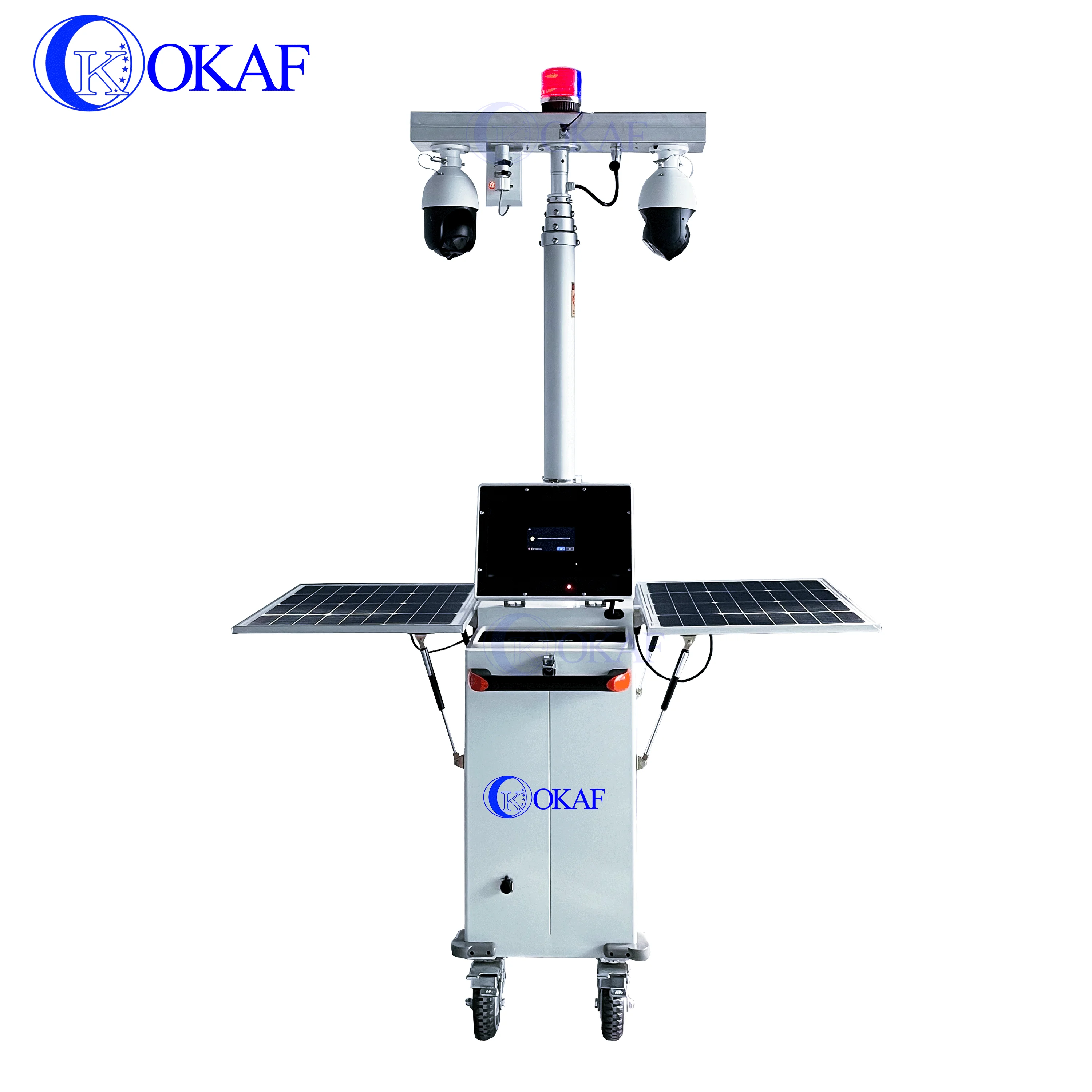 Solar Power Mobile Sentry Security Trailer System Portable CCTV Surveillance PTZ Camera Trailer with Solar Panels