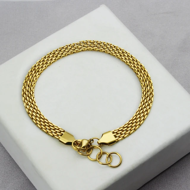 Cuban Chain Bracelet Gold 2024 Punk Wide Net Wide Thick Belt Women's Bracelet, Stainless Steel Cuban Snake Chain Bracelet