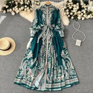 Popular Style Summer Printed Dress Transparent Maxi Lady Dress Elegant Woman Sexy Dress