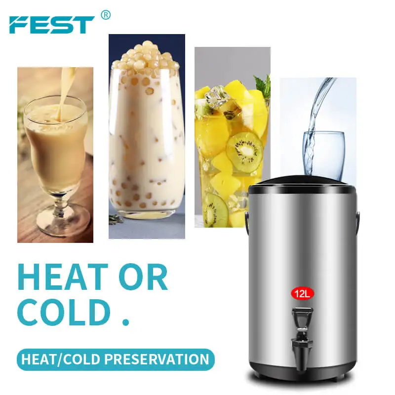 12L Insulated Beverage Dispenser Hot & Cold Tea Water Dispenser Stainless  Steel