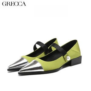 Wholesale Luxury Mary Jane Flat Shoes Woman 2026 Springflats Pointed Toe Mid-heeled Flats Women's French Buckle Mary Jane Shoes
