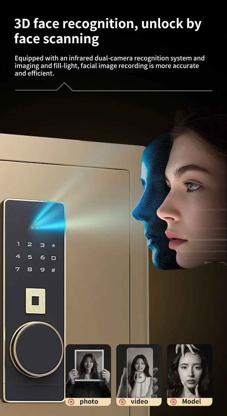 CEQSAFE Electronic Password Lock Home Security Box Key Lock Money Face Recognition WIFI TUYA APP Safes Box factory