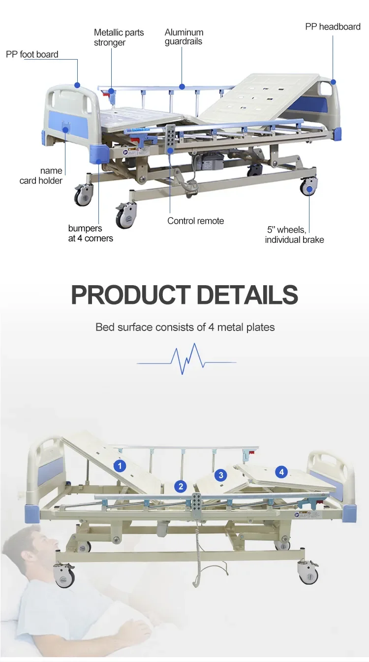 Hospital Furniture Clinic Patient Bed 3 Function Icu Medical Nursing