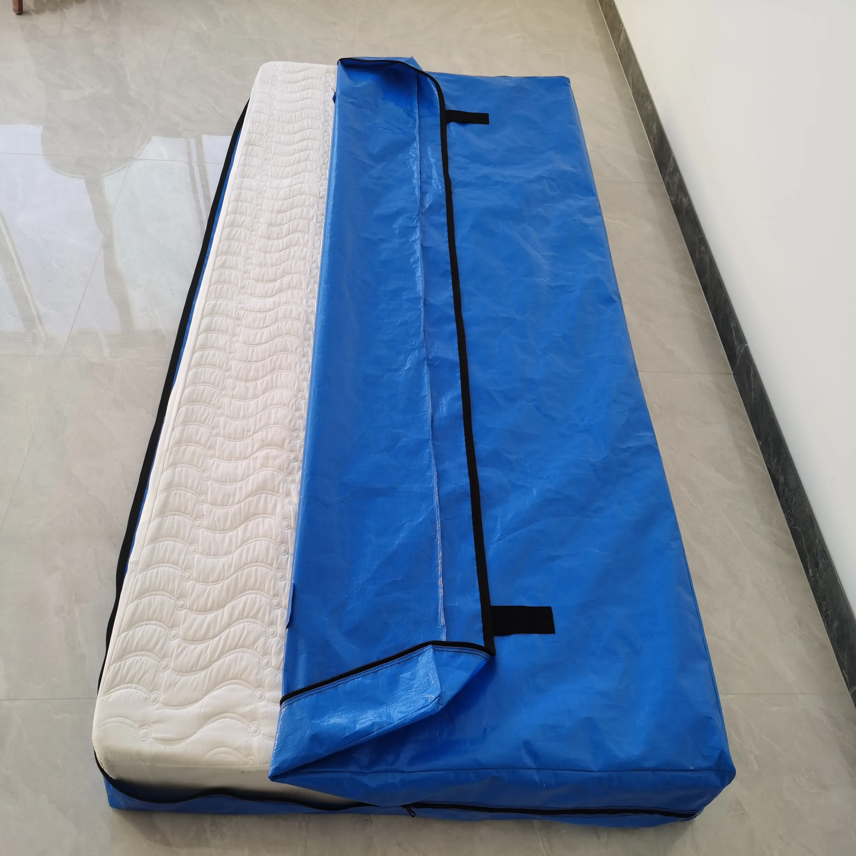 Customized Full Xl Size Heavy Duty Tarp Reusable Mattress Storage Bag Easy Carrier Mattress