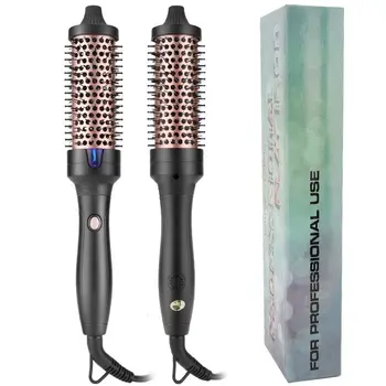 HIKVAPE Ceramic Ionic Round Flat Iron Styling Curling Brush Volumizer Blowout Hair Dryer Blow Dry Brush Styler Straightening