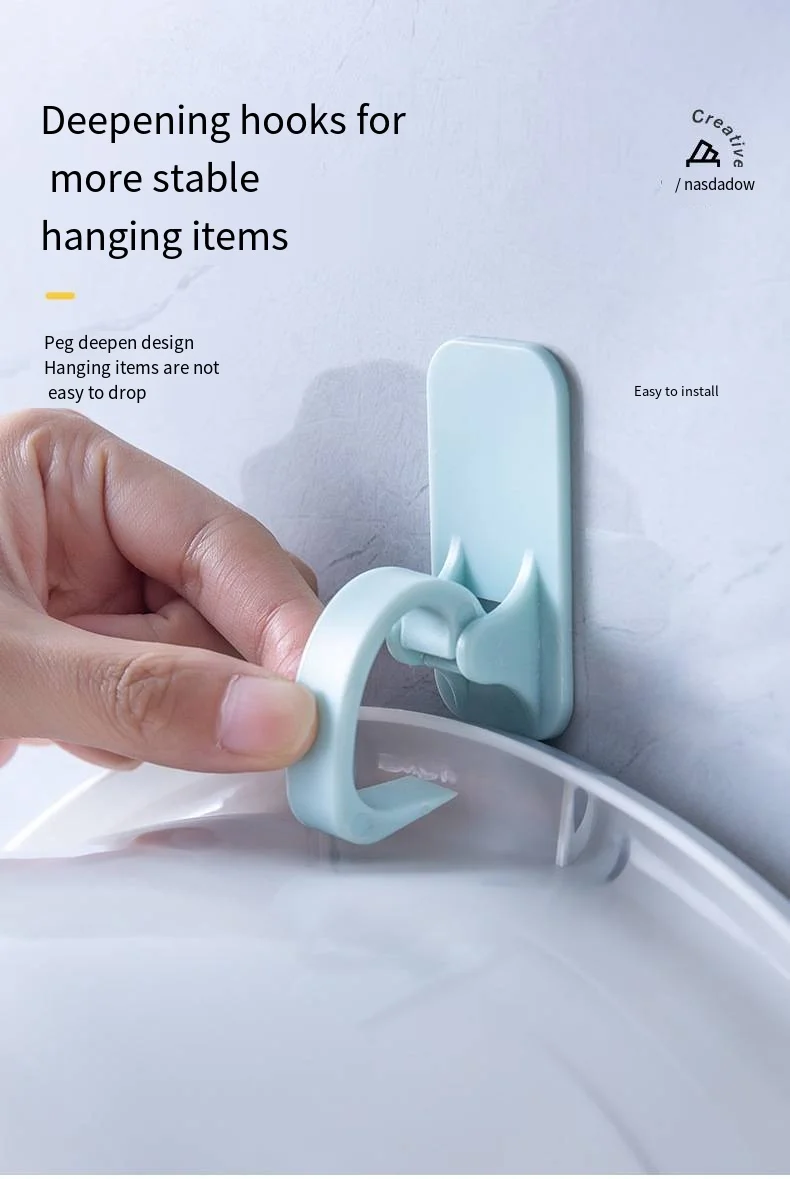 New washbasin storage novelty hooks viscose non-punch washbasin clip bag key sticky Household coat novelty hooks plastic novelty hooks manufacture