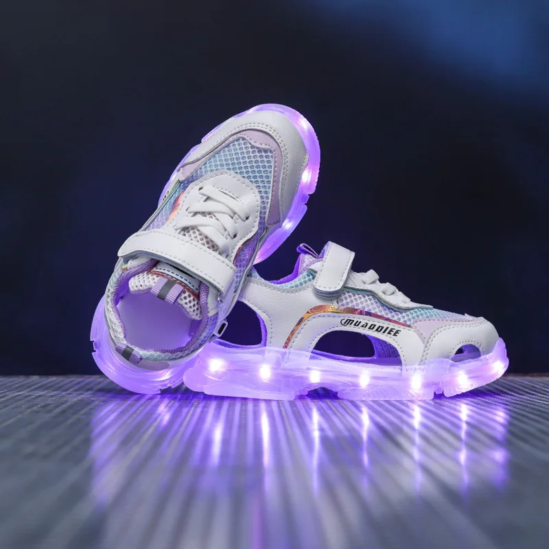 BADIER Kids LED Light Up Shoes - High Top Glow Sneakers For Boys & Girls, Breathable Casual Walking Trainers (White, Size 33) - View #10