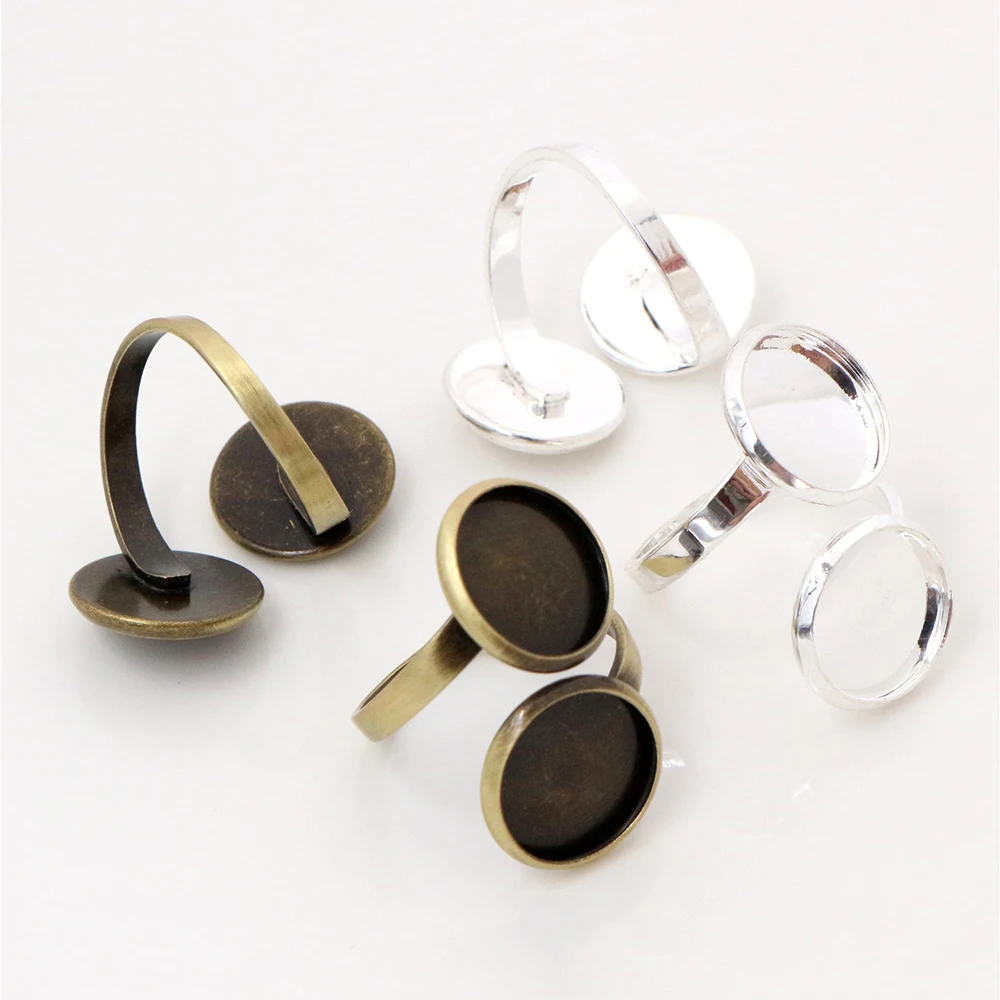 10pcs Double Round Tray Cabochon Ring Base 12mm Bezel DIY Jewelry Making