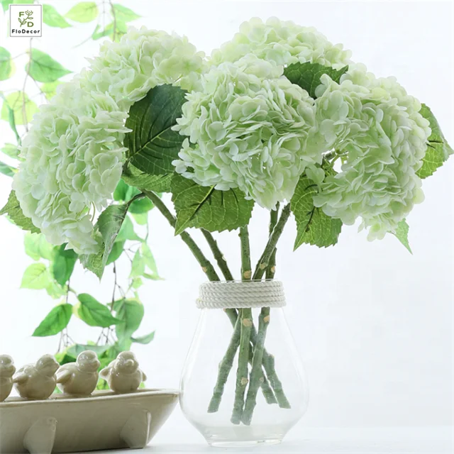 High Quality Artificial Real Touch Latex Hydrangea Flower Stem Large Head for Party Hotel Wedding Table Decorative Flowers Blue