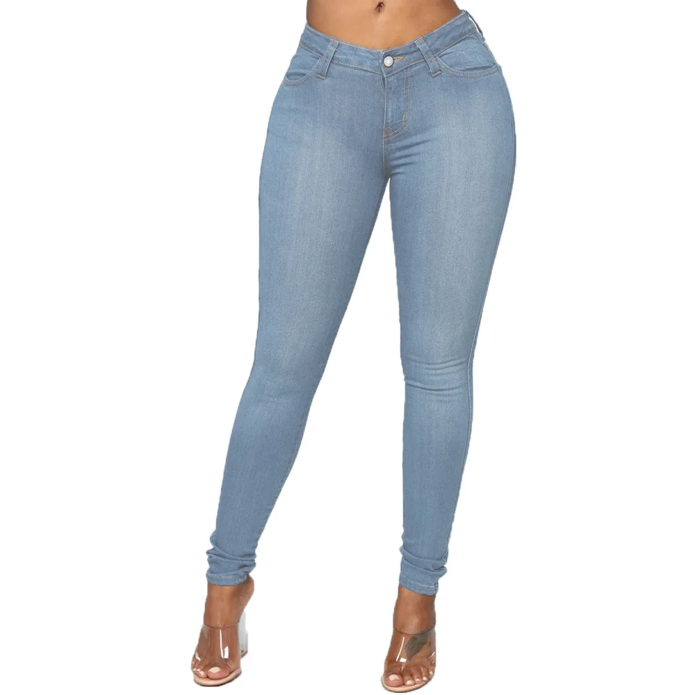 New Arrival Women' Jeans Mid Waist Stretch Skinny Denim Plus Size Pants ...