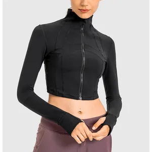 Wholesale Custom logo Multi Color Full Zipper Jackets Crop Top Women Sports Wear Running Training Women Jacket