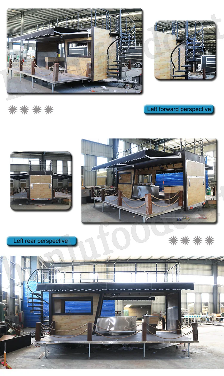 Street mobile double decker coffee food trailer fast food truck for sale