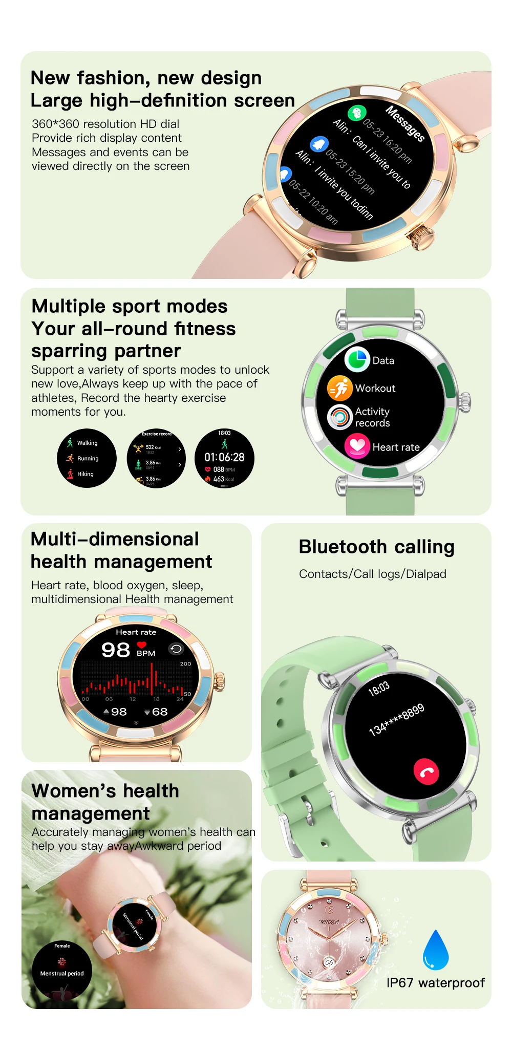 Chinese factory supplier supply  P61 Sanvnet 2025 Smart Watch Fitness Tracker Dynamic Heart Rate Blood Pressure Multi-sport Mode High Quality Women's Smart Watch - Buy Call Answering Smart Watch video Calling Smart Watch fitness Smart Watch message Reminder Smart Watch heart Rate Monitoring Smart Watch bluetooth Call Smart Watch heart Rate Tracking Smart Watch activity Tracking Smart Watch